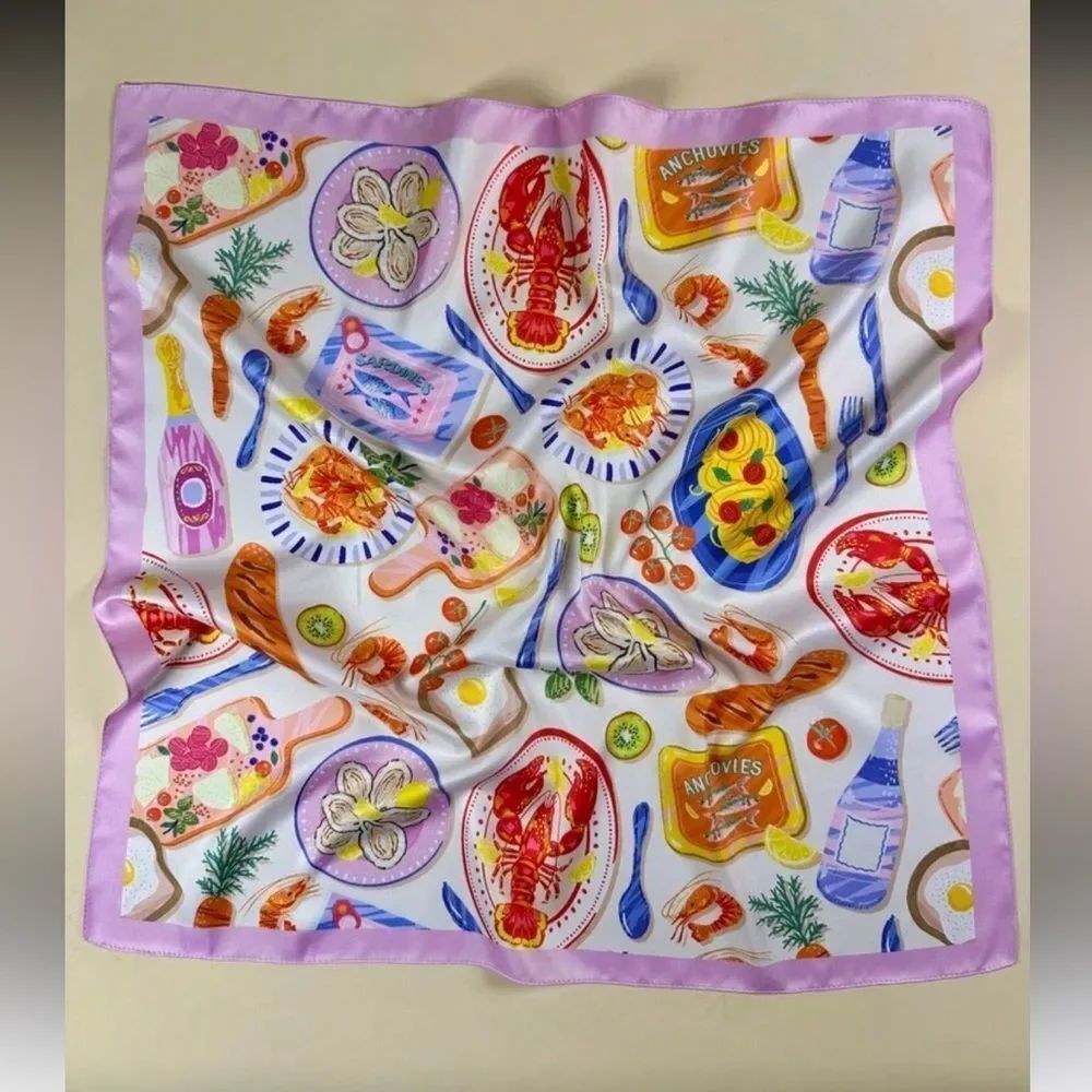 Colorful Seafood Print Scarf S106